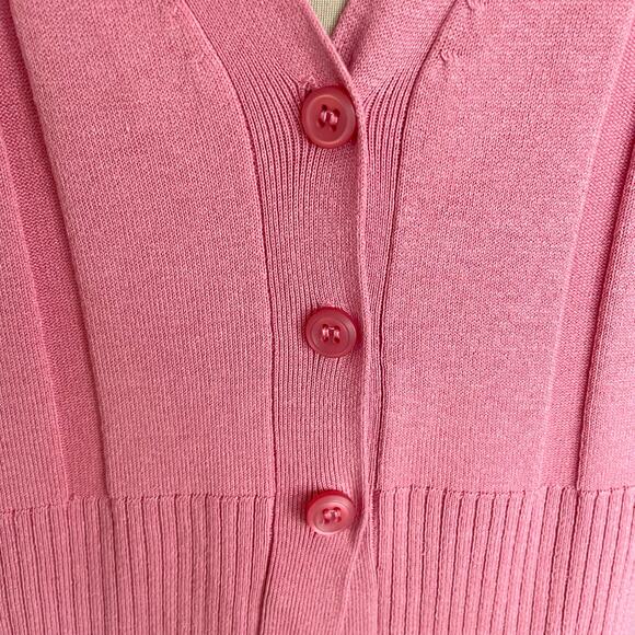 Rafaella Woman Pink Ribbed Knit Cardigan Sweater Size 1X Silk & Cotton Blend - Picture 7 of 8
